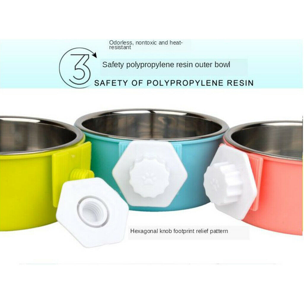 Pet Raised Food Water Bowl Hanging Pet Bowl for Cats Dogs Small Blue