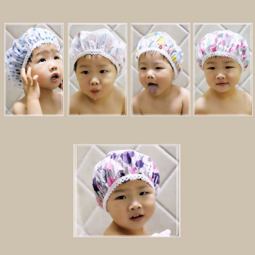 Bath Cap water Resistant Waterproof Bathing Hat Shower Spa for Kids random Color