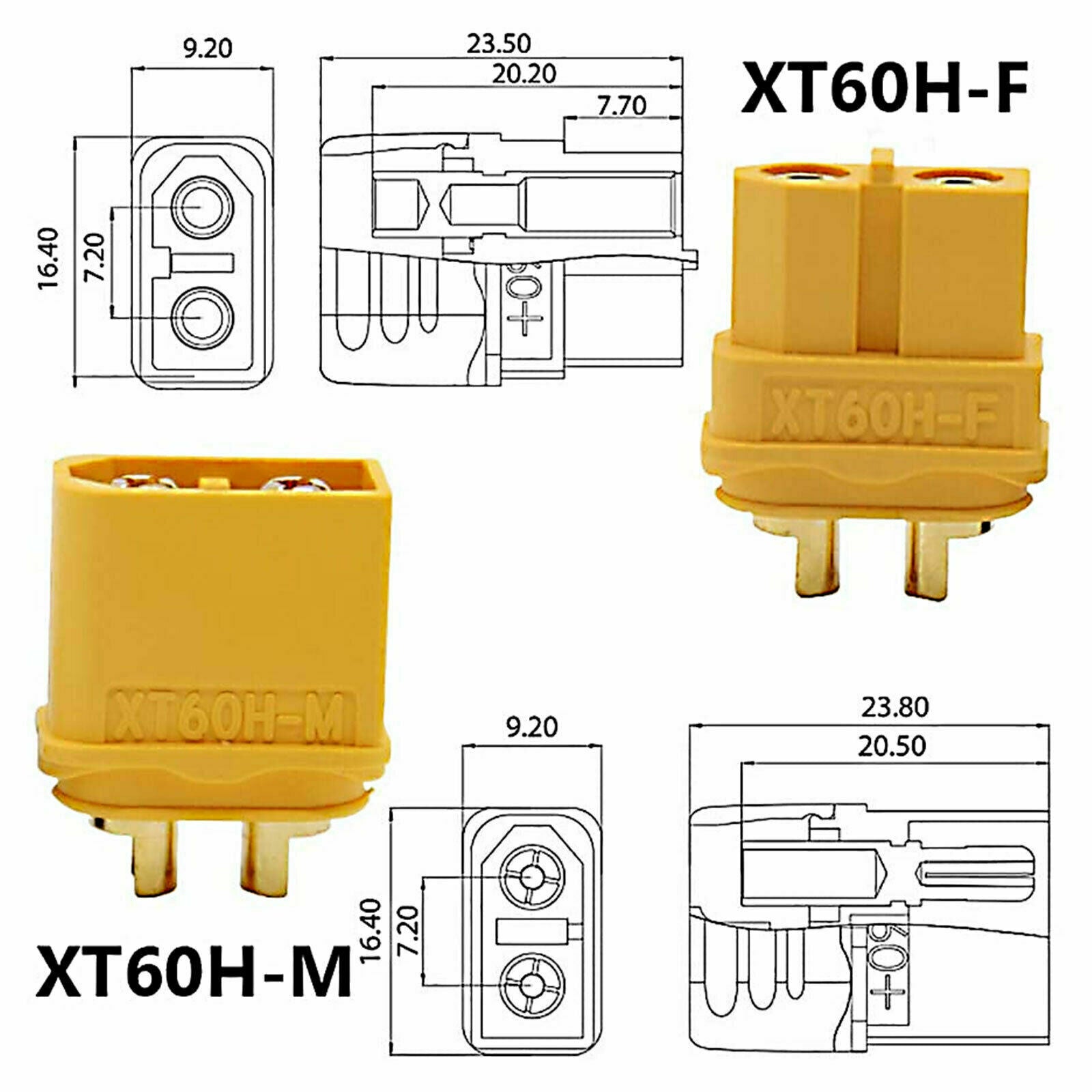 4PCS XT60 Plug Female Male Connectors 150mm 12AWG Wire for RC Lipo Battery Drone