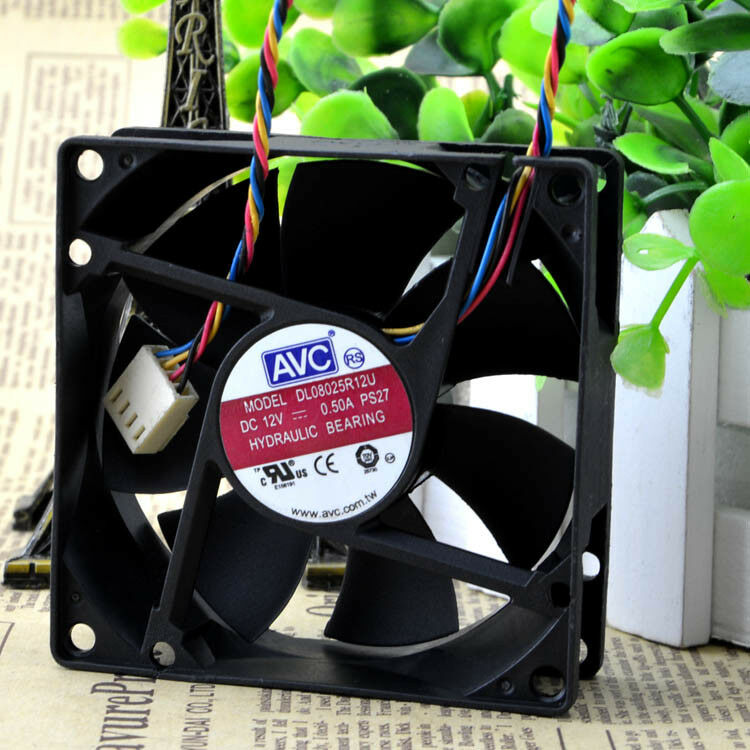 for AVC DL08025R12U 80x80x25mm PWM Chassis Cooling Fan 12V 0.50A 4Wire 4Pin