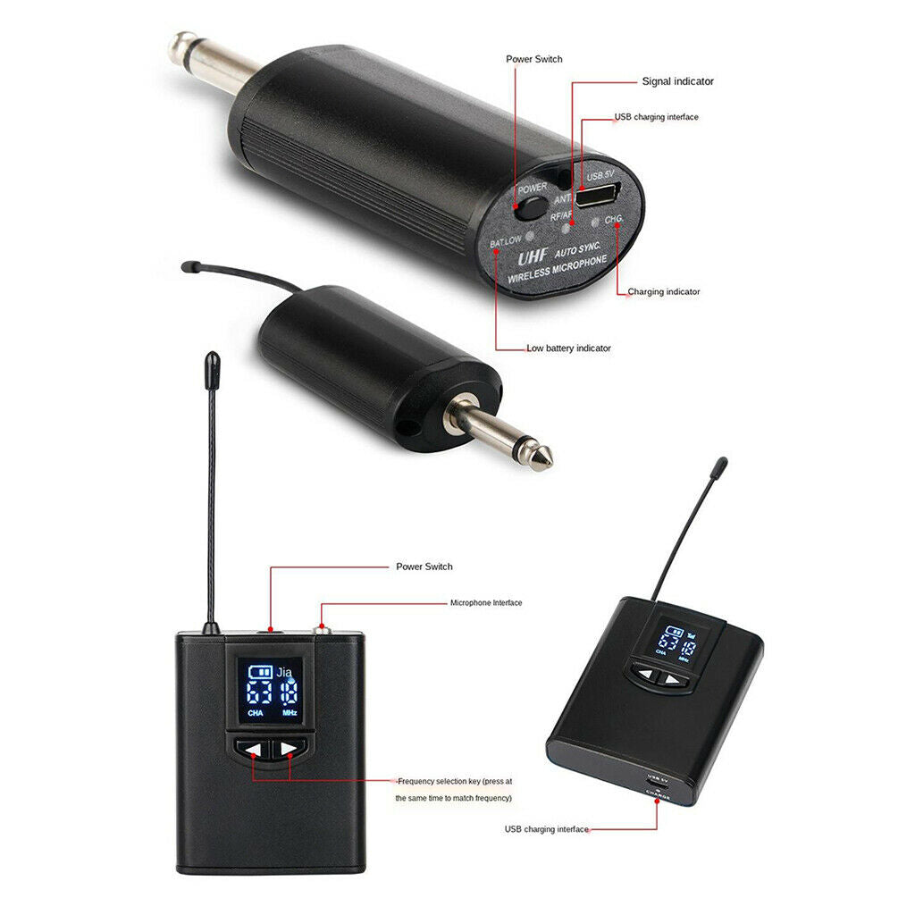 Wireless Lavalier Microphone, Headset Mic, Clip on Mic, Handheld Mic, UHF