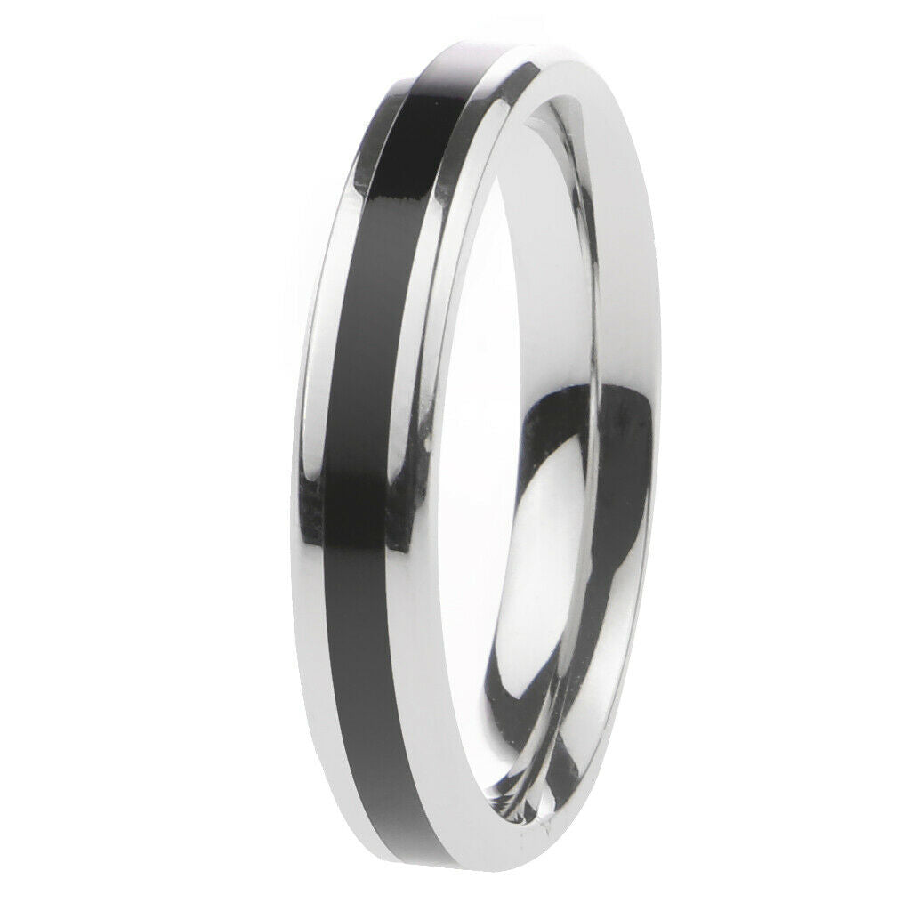 Fashion Titanium Stainless Steel Band Ring Jewelry for Women Black Size 7