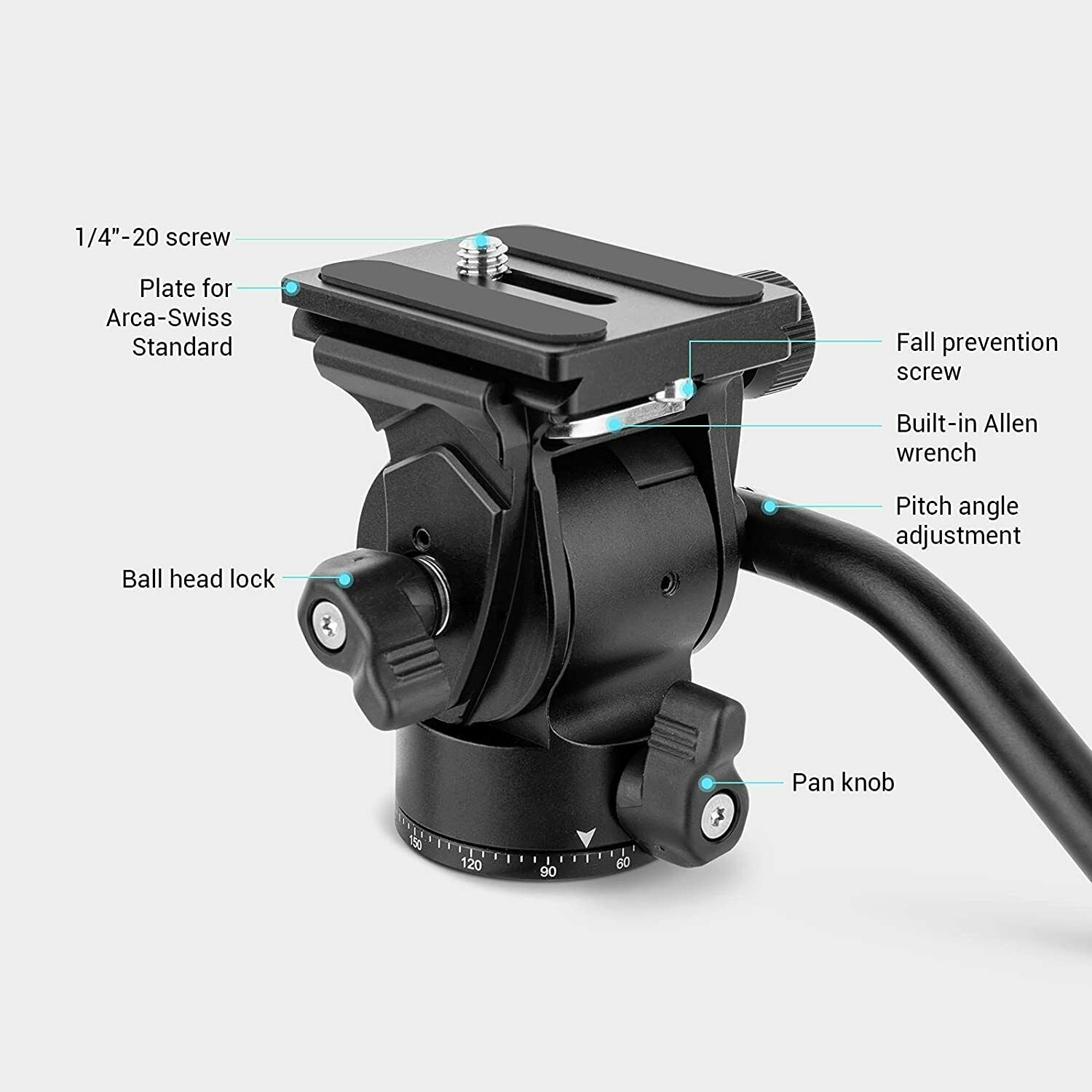 SmallRig Tripod Fluid Head Pan Tilt Head w/ QR Plate for Arca DSLR Cameras -3259