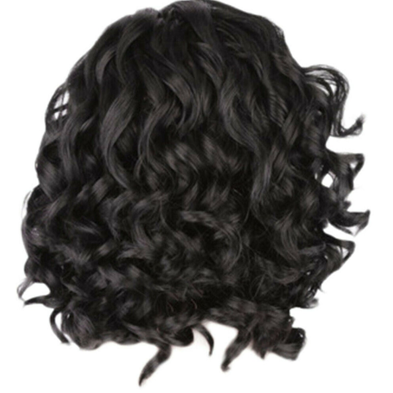 Fashion Women Black Curly Hair Synthetic Medium Long Wig Natural Hair Wigs