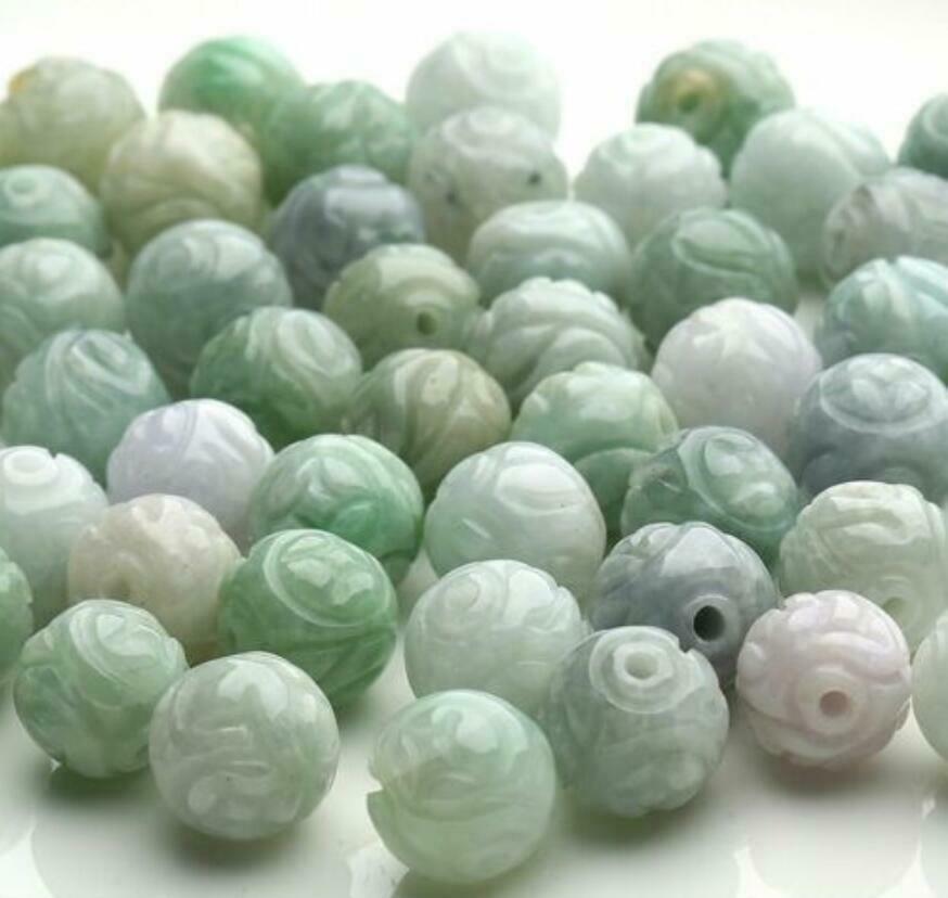 Wholesale 20pcs A goods 13-13.5mm Natural Jade Jadeite Carved Loose Beads
