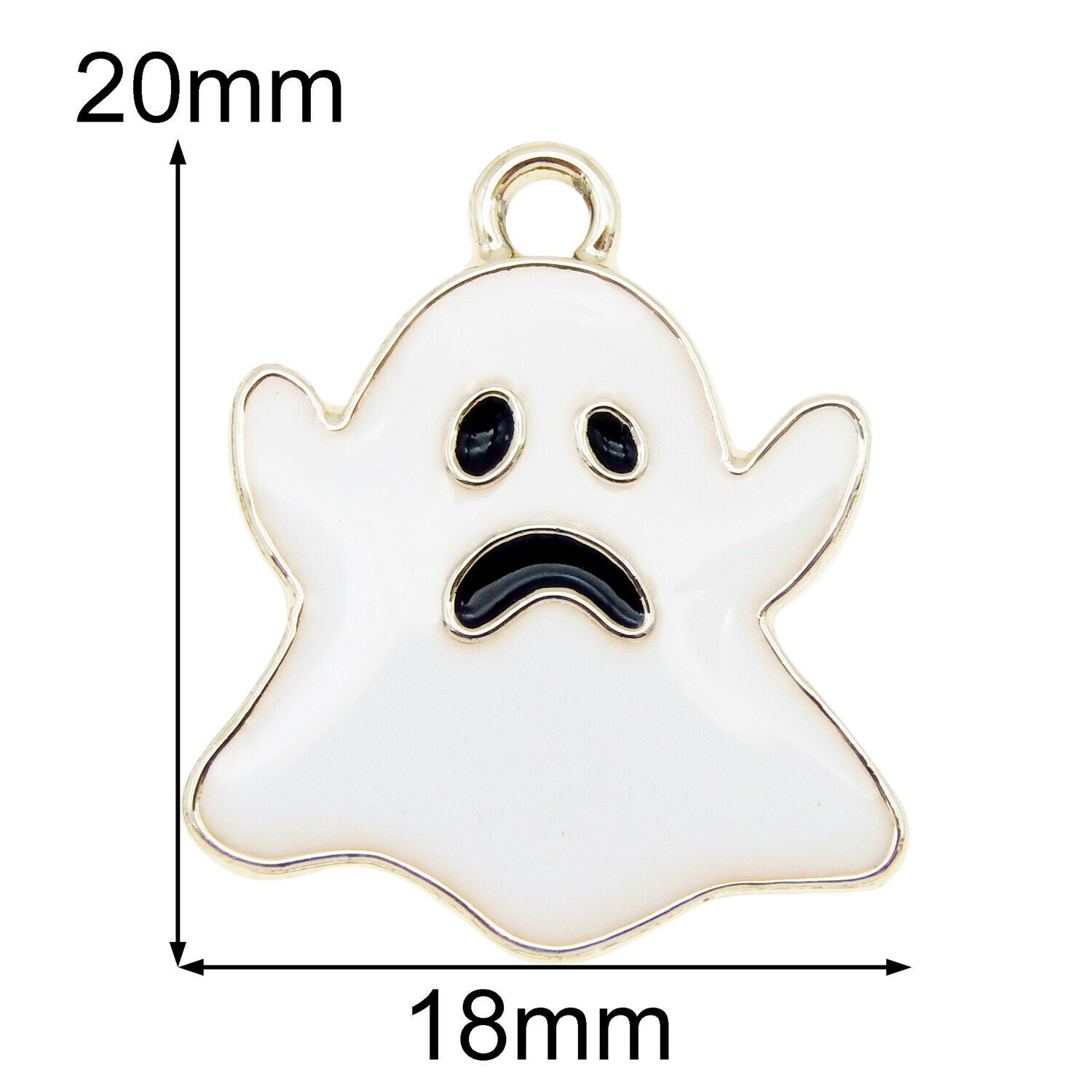 12 pcs Halloween Ghost Alloy Charm Enamel White Pendant Earring Findings 20*18mm
