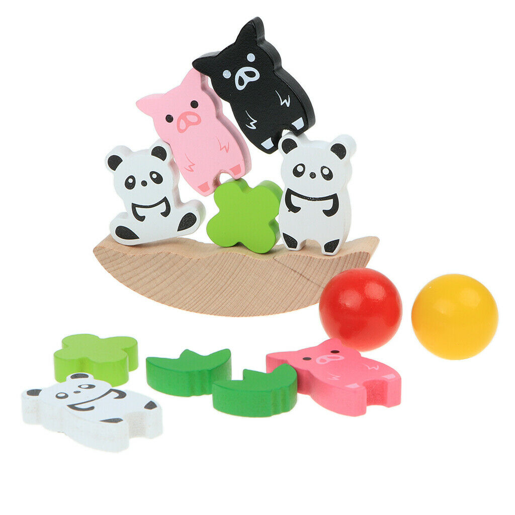 Fun Stacking Tower Balancing Game - Wooden Animal Building Blocks Baby Early