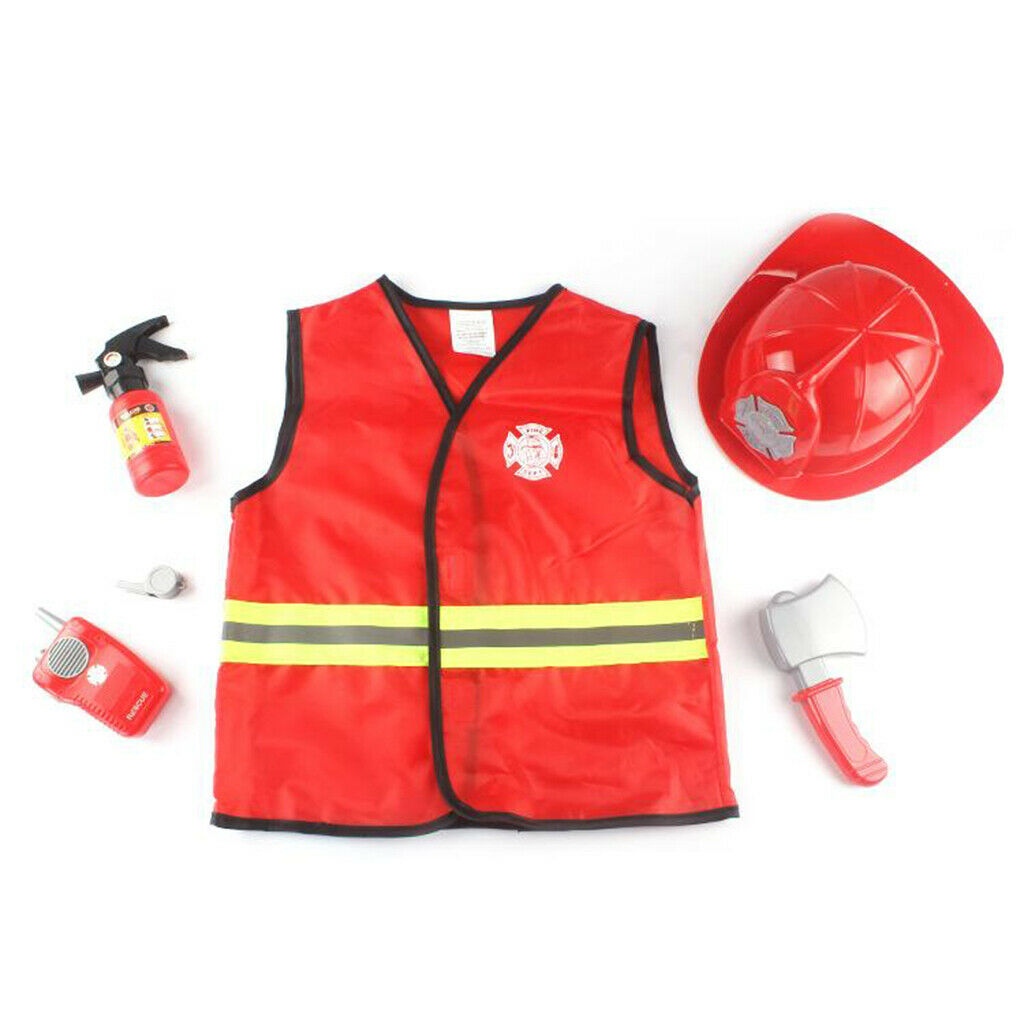 Kids Fireman Costume Set Kids Fire Suits Role Play Firefighter Dress Suits