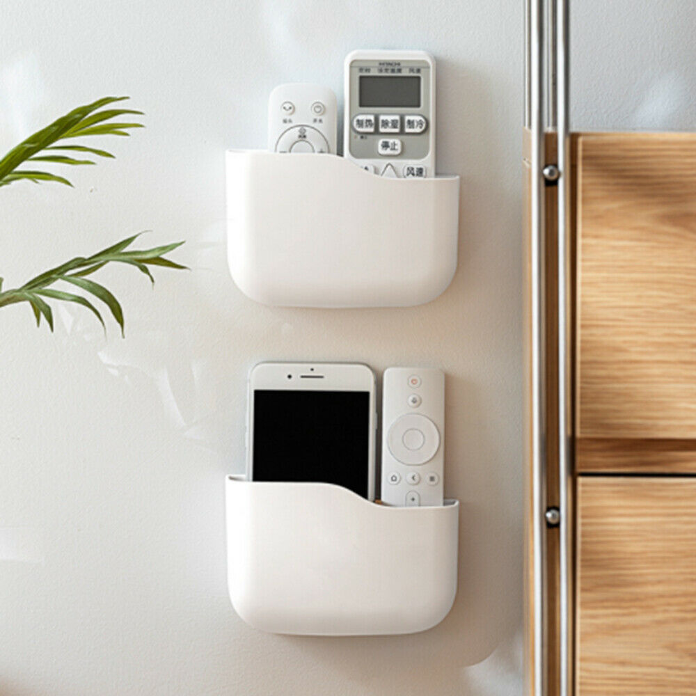 Wall Mounted Storage Phone Holder Remote Control Storage Case Phone Plug Holder
