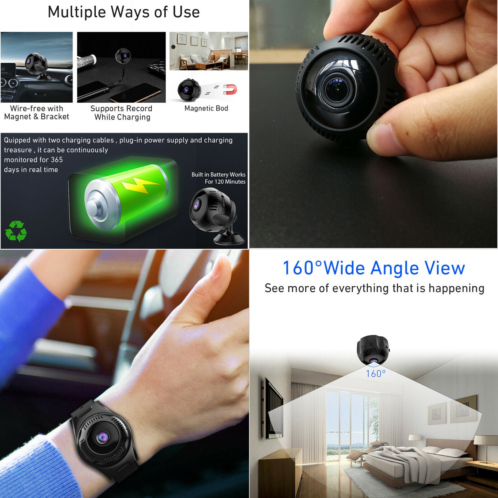 Mini 1080p Smart Watch Spy Camera Wearable Hidden Cam Surveillance Recorder