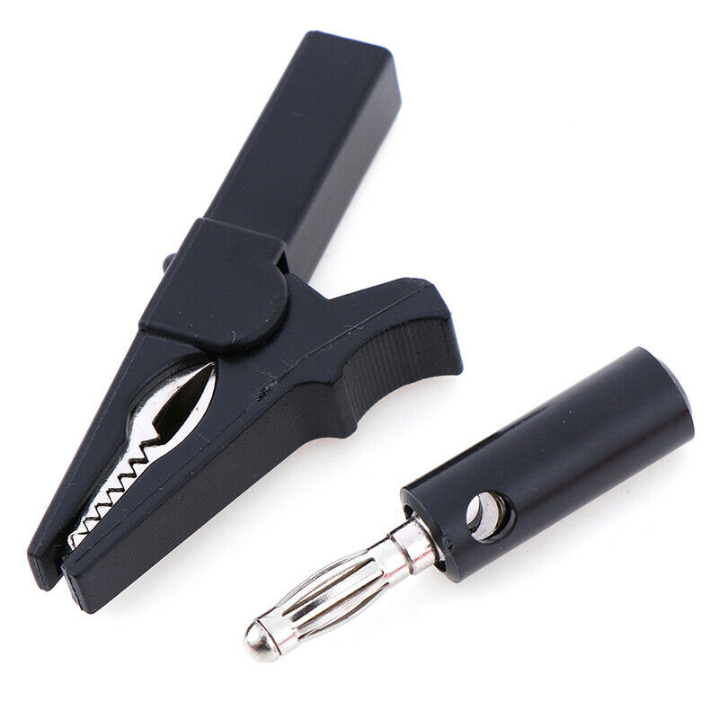 2Pcs 55mm alligator clip with 2pcs 4mm banana plug Black and Red .l8