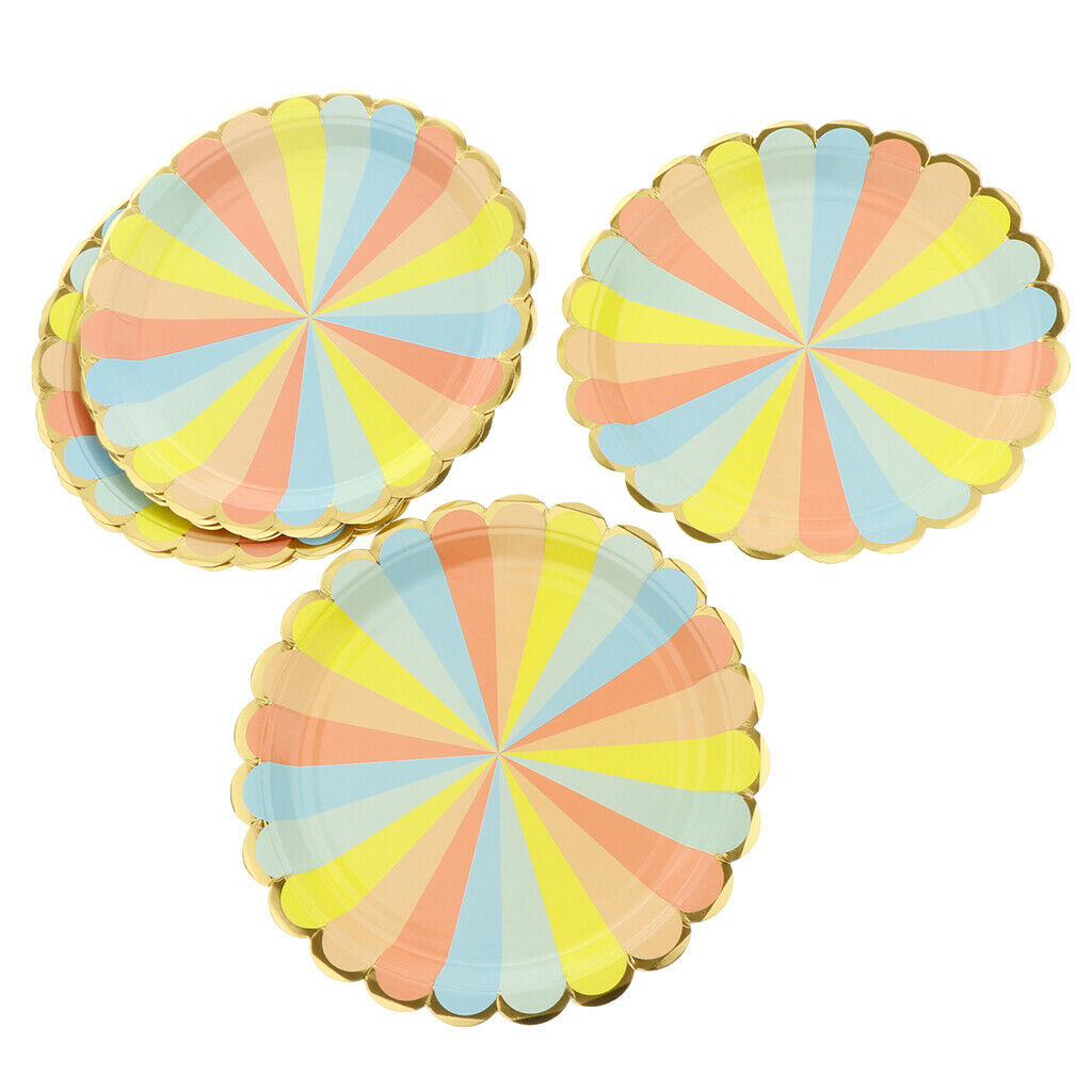 8 Pcs Colorful Flower Petals Disposable Paper Plates Party Decor 23cm