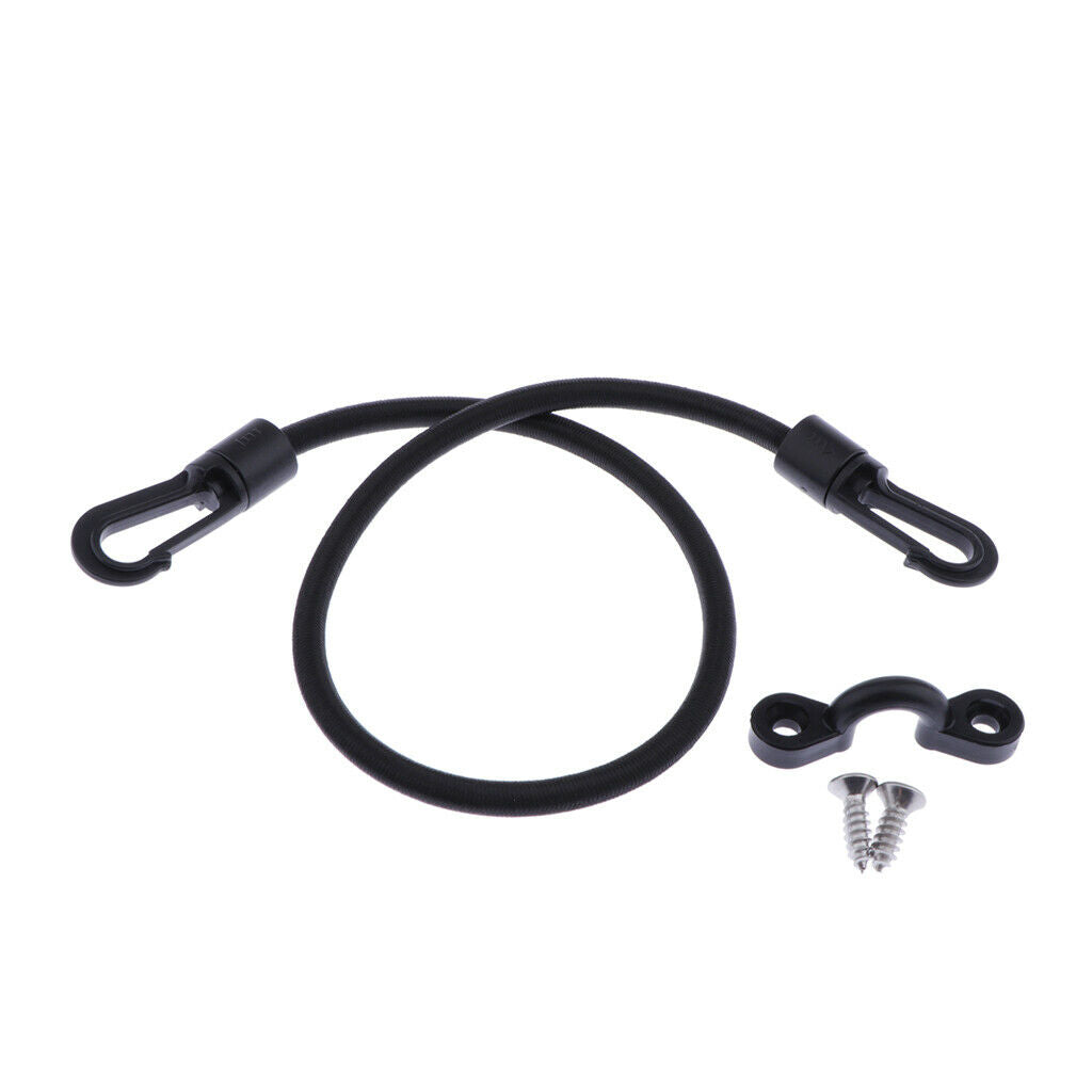 Kayak Bungee Cord Leash Paddle Keeper Holder With 2 Hooks And Pad Eye, Screw