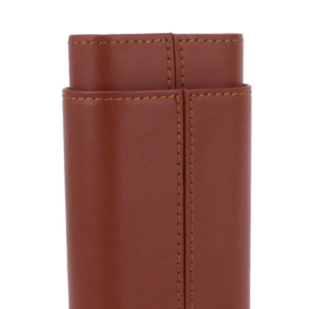 Brown PU Leather Cigar Case Humidifier Box Tubes for