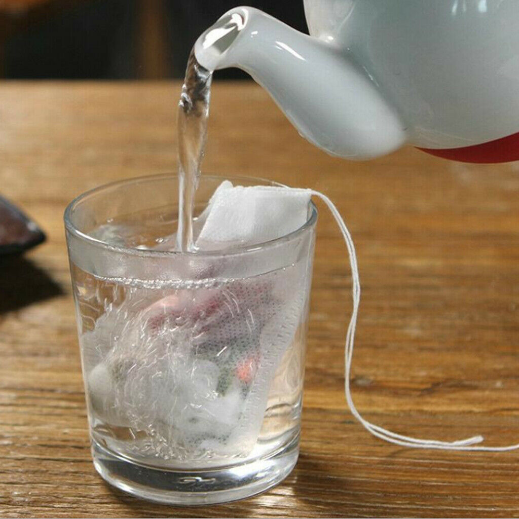 50pcs Empty Teabags String Heat Seal Filter Paper Herb Loose Tea Bag 5.5x7cm
