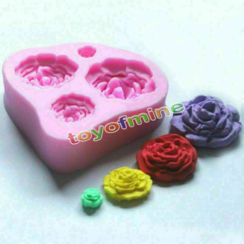 Silicone 4Size Rose-Shape Cake Decorating Fondant Cookie Chocolate Mold Mould
