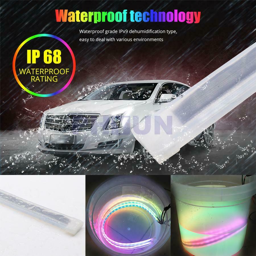 2 Pcs 17.7 Inch Flexible LED Headlight Surface Strip Tube Light Adjustable Color