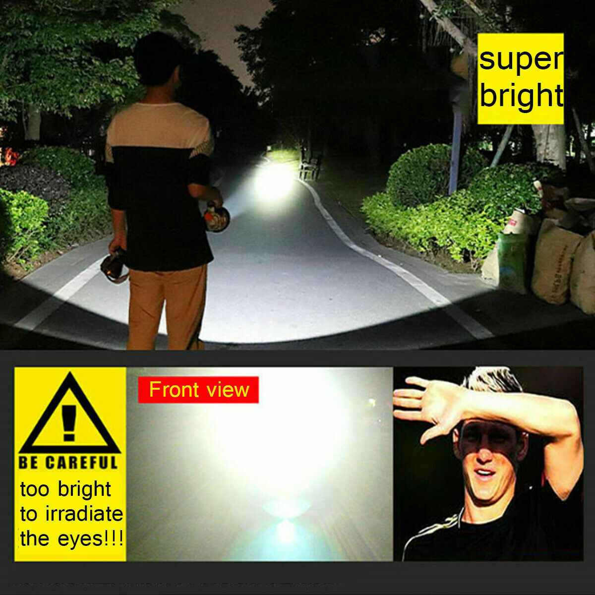 10000MAh 3000lm 500W Bright Spotlight Handheld Rechargeable LED Torch Flashlight