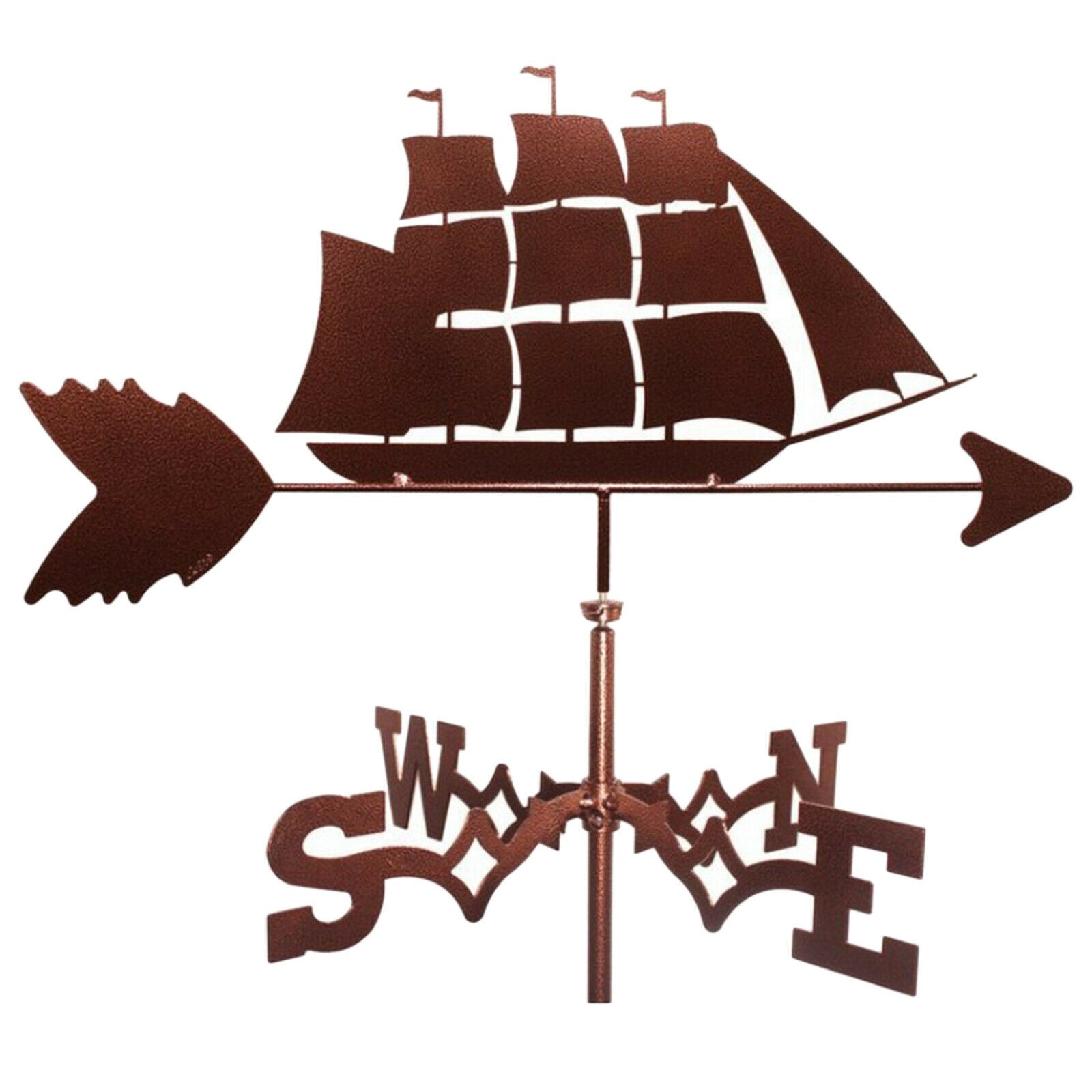 Elegant Stainless Metal Sailboat Weathervane Weather Vane Outdoor Yard Decor