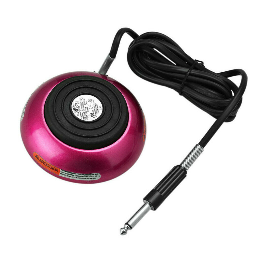 Tattoo Foot Pedal Round Power Supply Switch Controller w/ Silicone Cord Rose Red