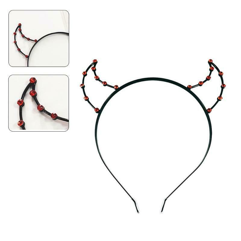 Rhinestone Hair Hoop Devil Horn Headband Photo Prop Halloween Party Headwear
