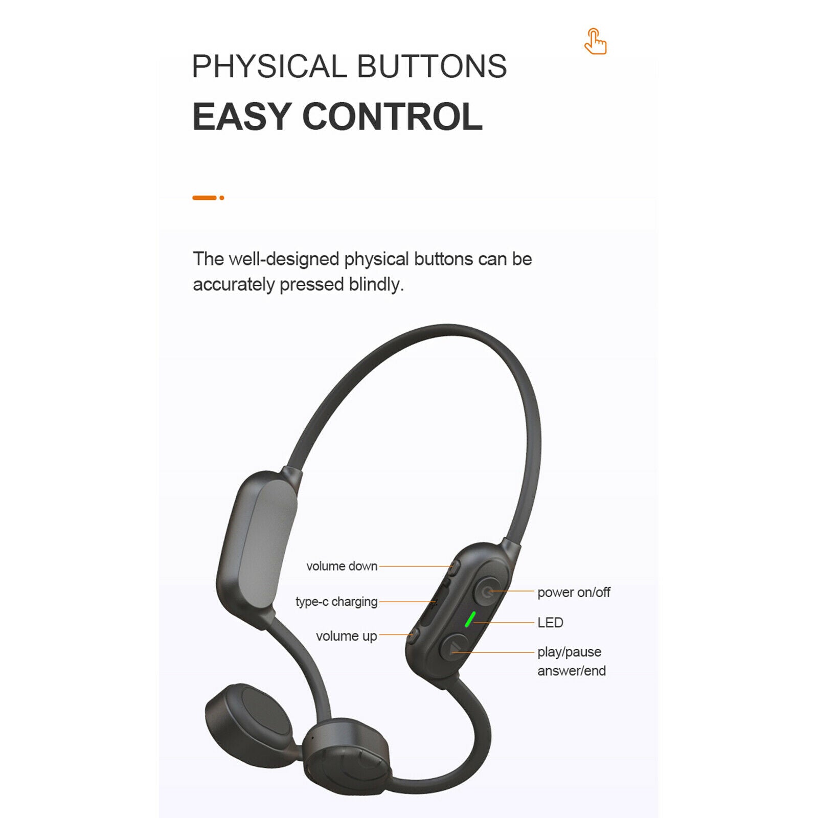 Bluetooth 5.0 Wireless Bone Conduction Headphones Sport Wireless Earphones