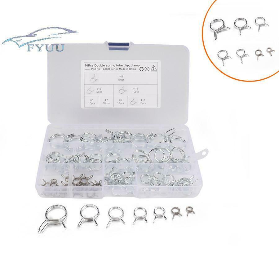 70Pcs Fuel Line Hose Tube Spring Clamp Î¦5-Î¦18 Double Wire For Car Motorcycle RV
