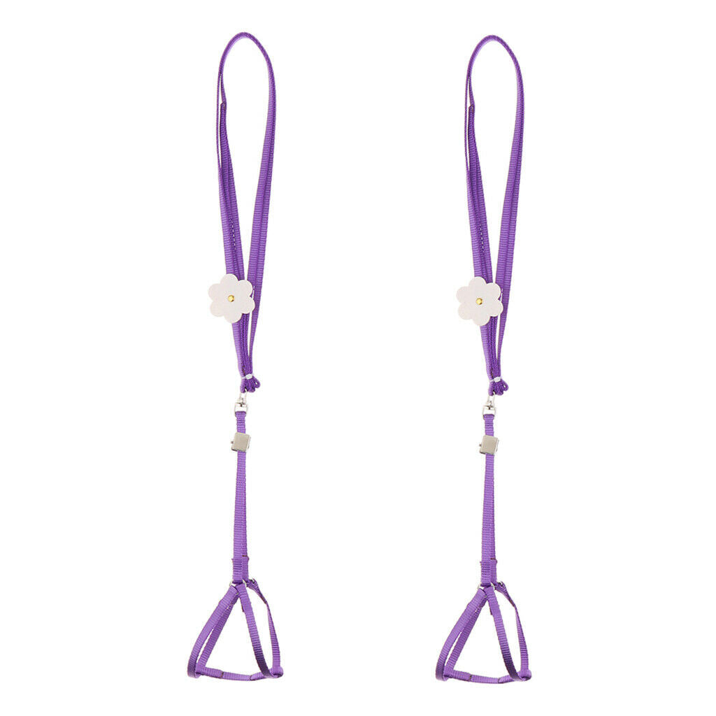 2 x Adjustable Harness Leash for Parrot African Grey Cockatoo Macaw Ringneck