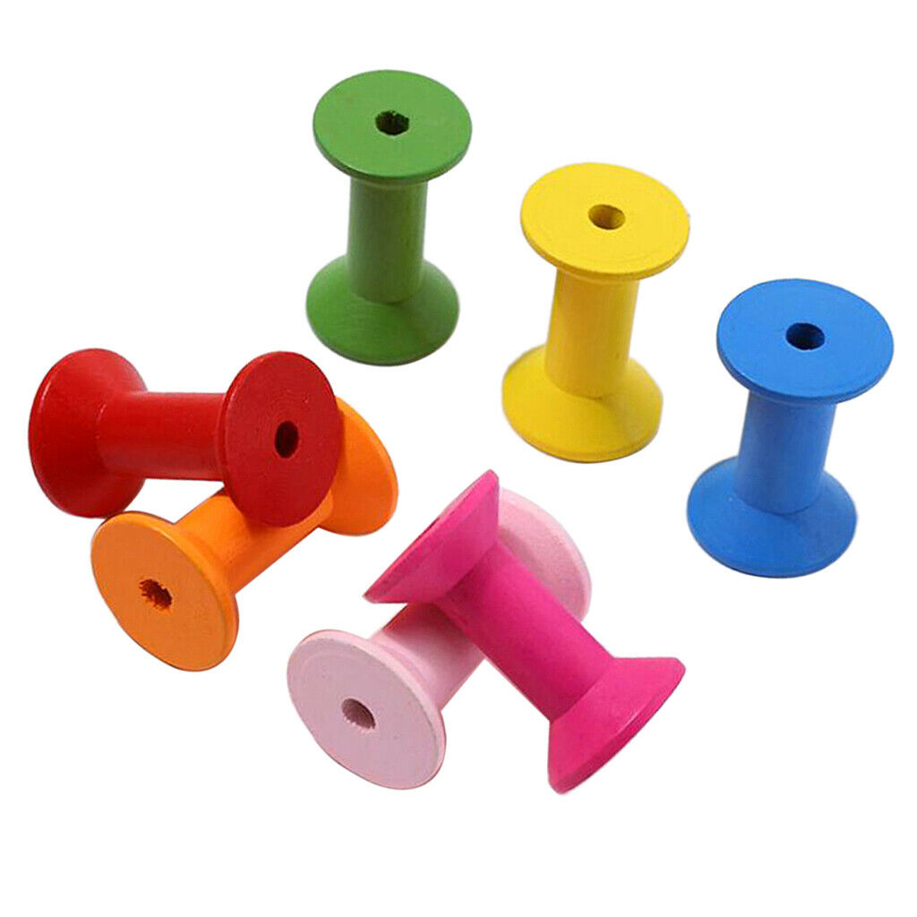 20pcs Bulk Colorful Natural Wooden Sewing Tools Empty Thread Spools Making