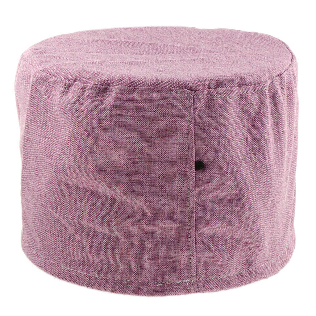 2 Pieces Cotton Fabric Round Shape Stool Cover Solid Color 28x28cm Blue,Purple