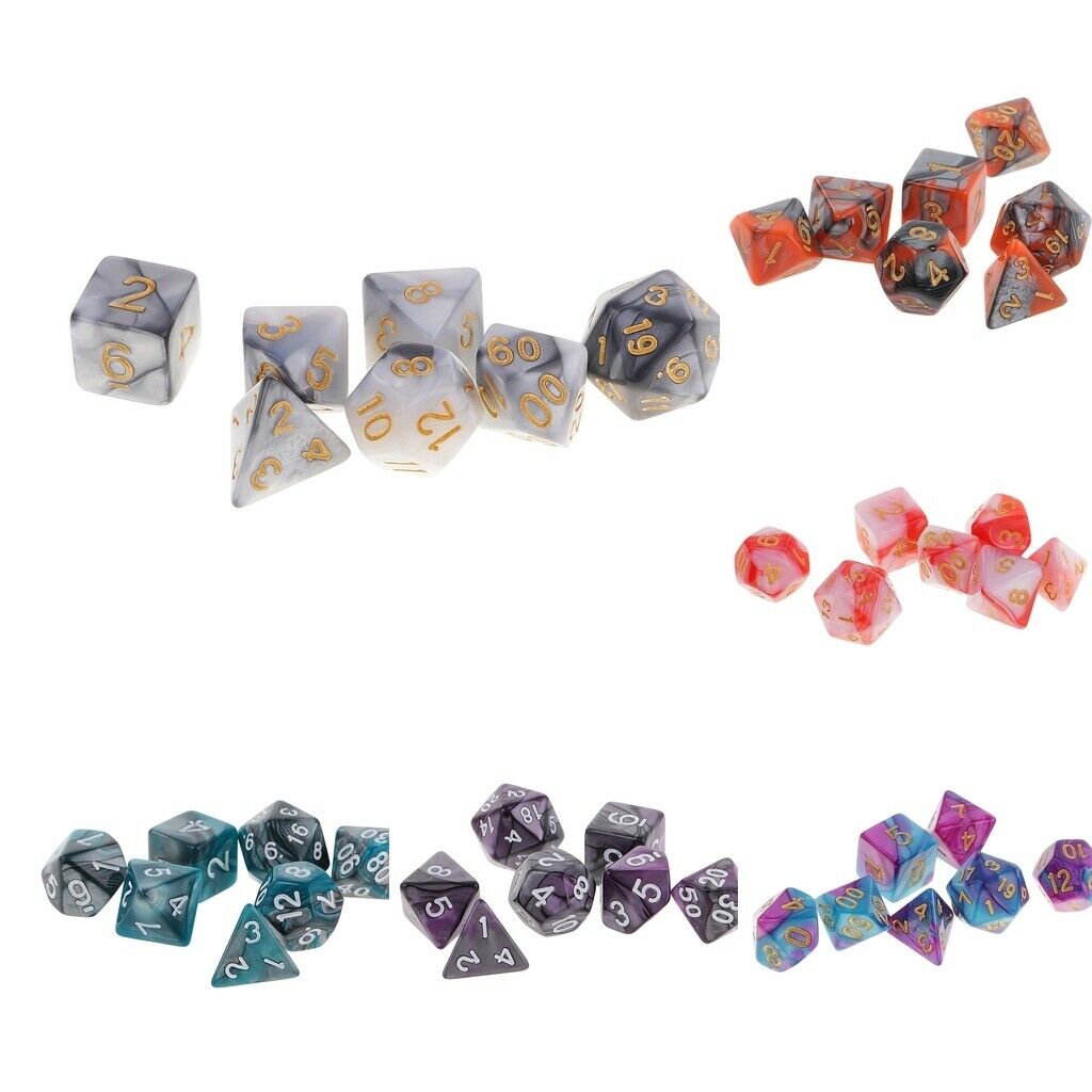 42 Piece Two Color Mixed 7-die Dice 16mm fit DND MTG RPG Board Games Toys