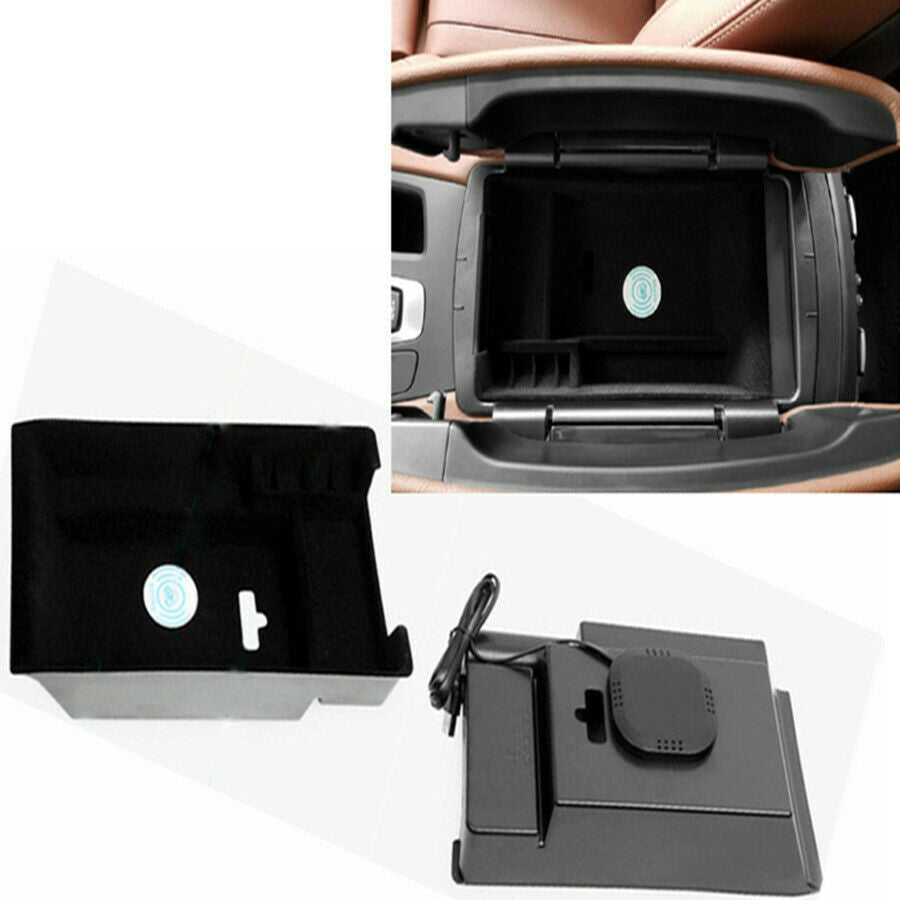 For BMW X5 F15/X6 F16 2014-18 QI Wireless Charging Armrest Sundries Storage Box