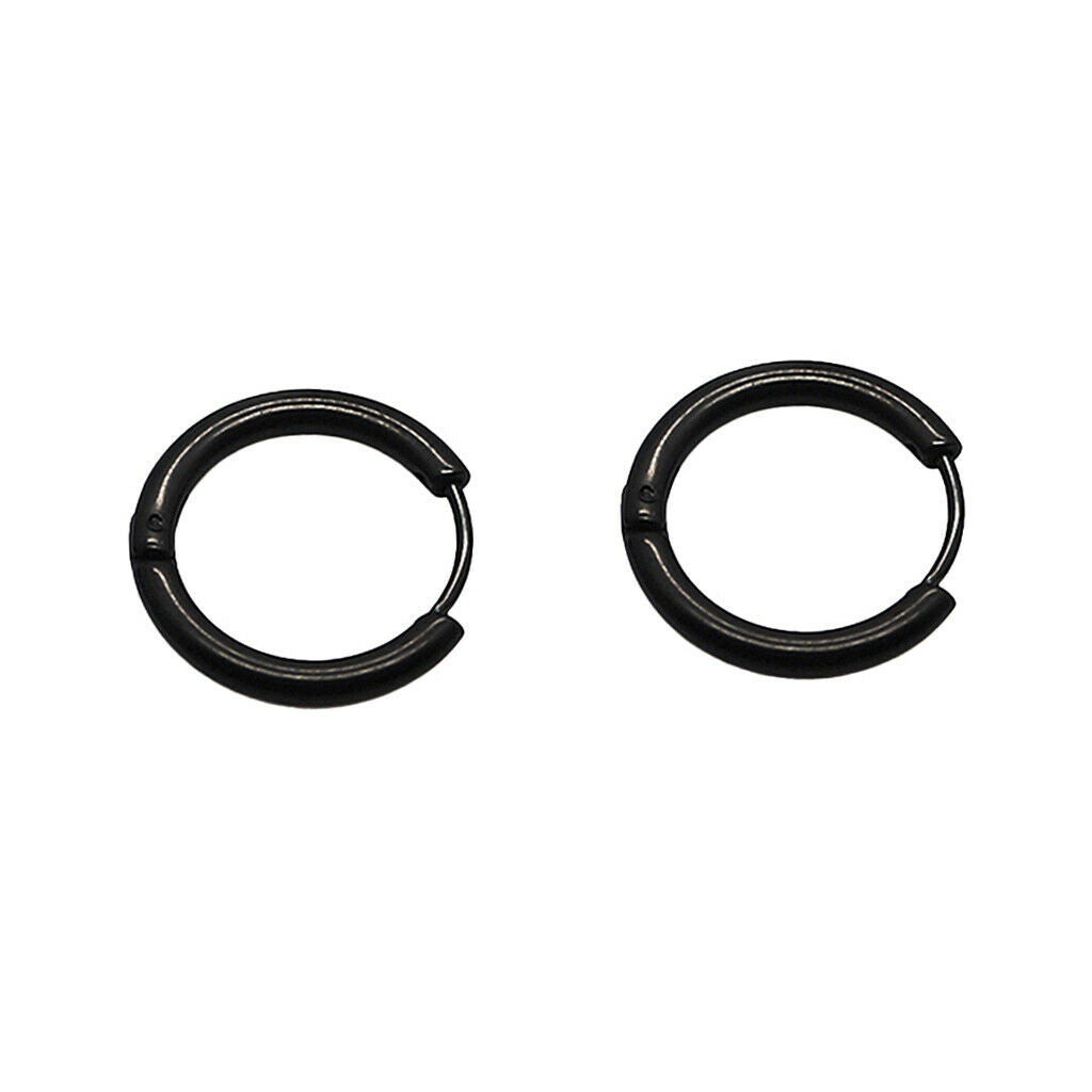 Punk Cool Stainless Steel Small Round Hoop Earring Stud for Men Women 10 mm
