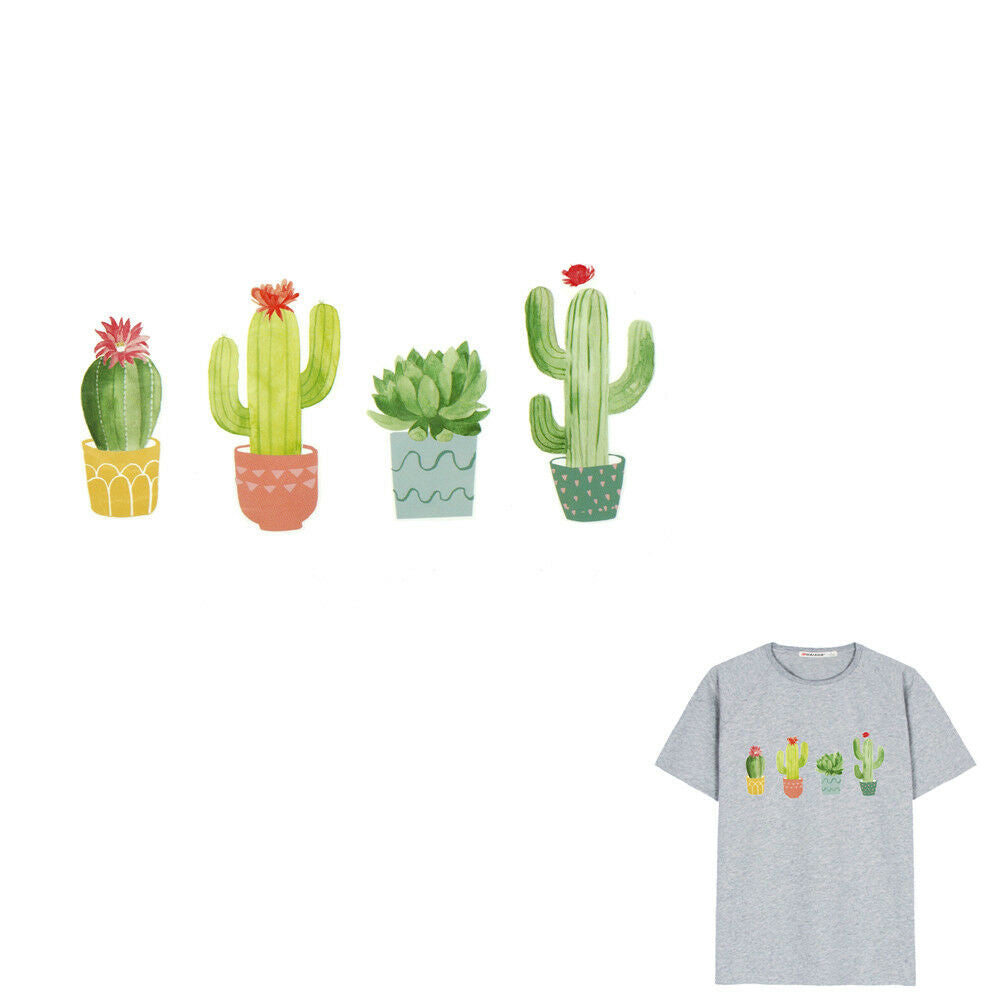 Plant cactus Irons on Stickers Washable Heat Transfer Patches T-shirt Appl.l8