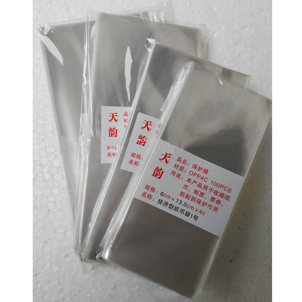100pcs OPP Clear Commemorative Paper Money Holder Banknote Storage Bag Protector