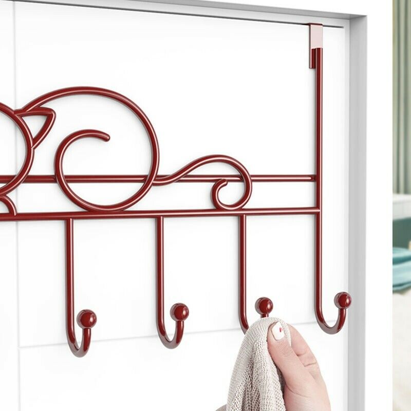 7-Hook over Door Hanger Iron Art Bag Clothes Key Scarf Hanging Holder BathroZ6C9