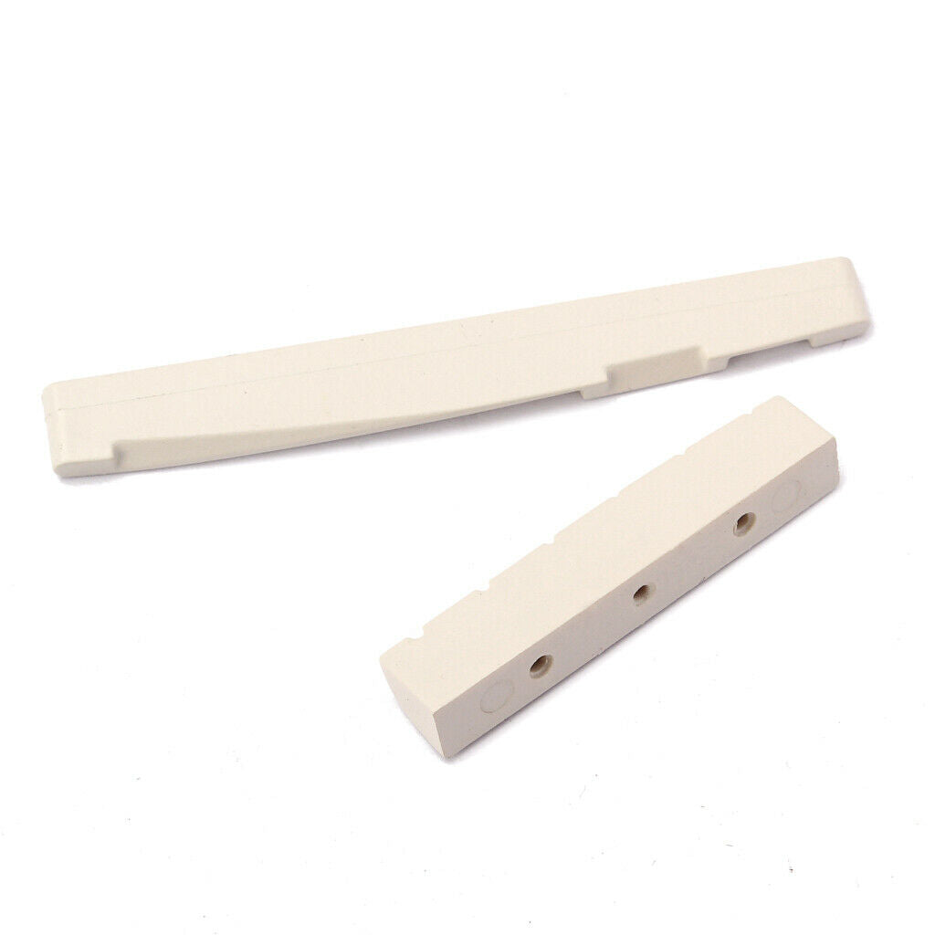 Set Nut And Saddle Bracket OS 6 Strings For Ukulele Acoustic Guitar - White