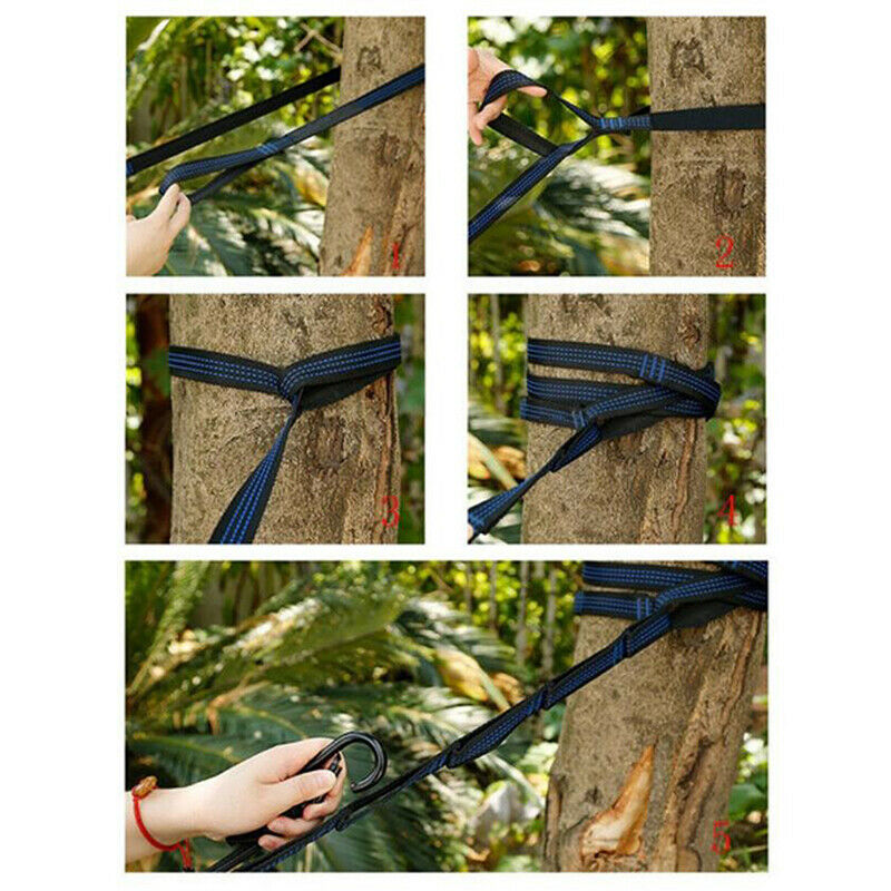 2Pcs Outdoor Tree Hanging Hammock Strap Climbing Rope Yoga Extend Stretch.l8