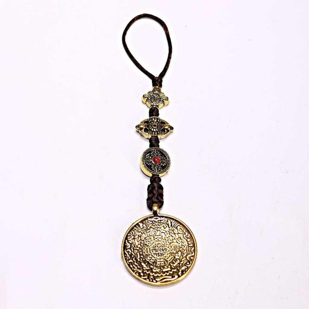 Tibetan Buddhism Copper Zodiac animal Wall Hanging Amulet Pendant 4.3cm