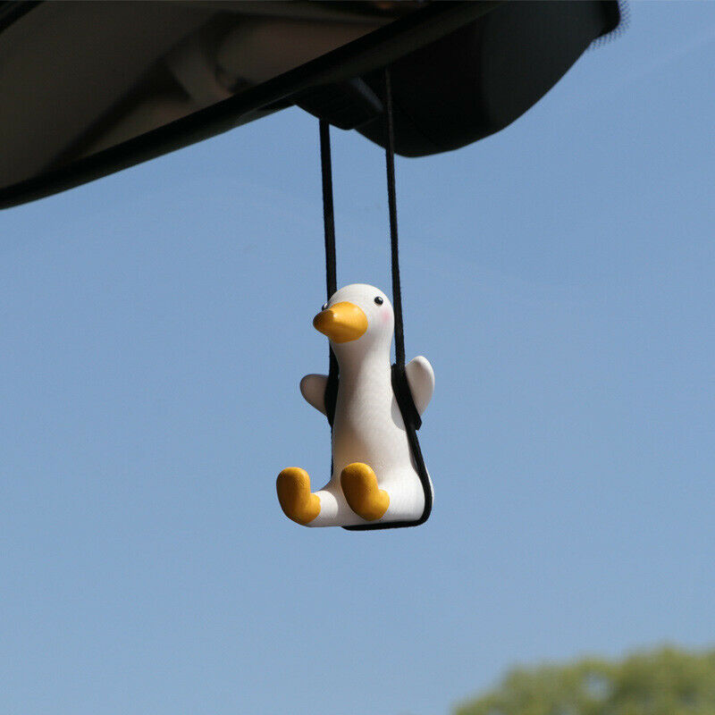Gypsum Cute Car Accessories Swing Duck Pendant Auto Rear-view Mirror Ornaments