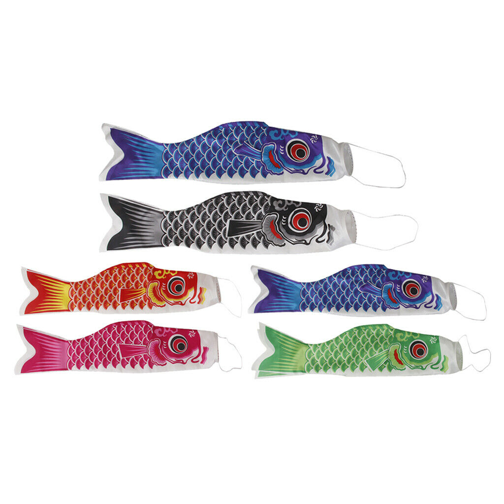 6Pcs Japanese Koi Koinobori Flag 55cm and 70cm Windsock Streamer Decor
