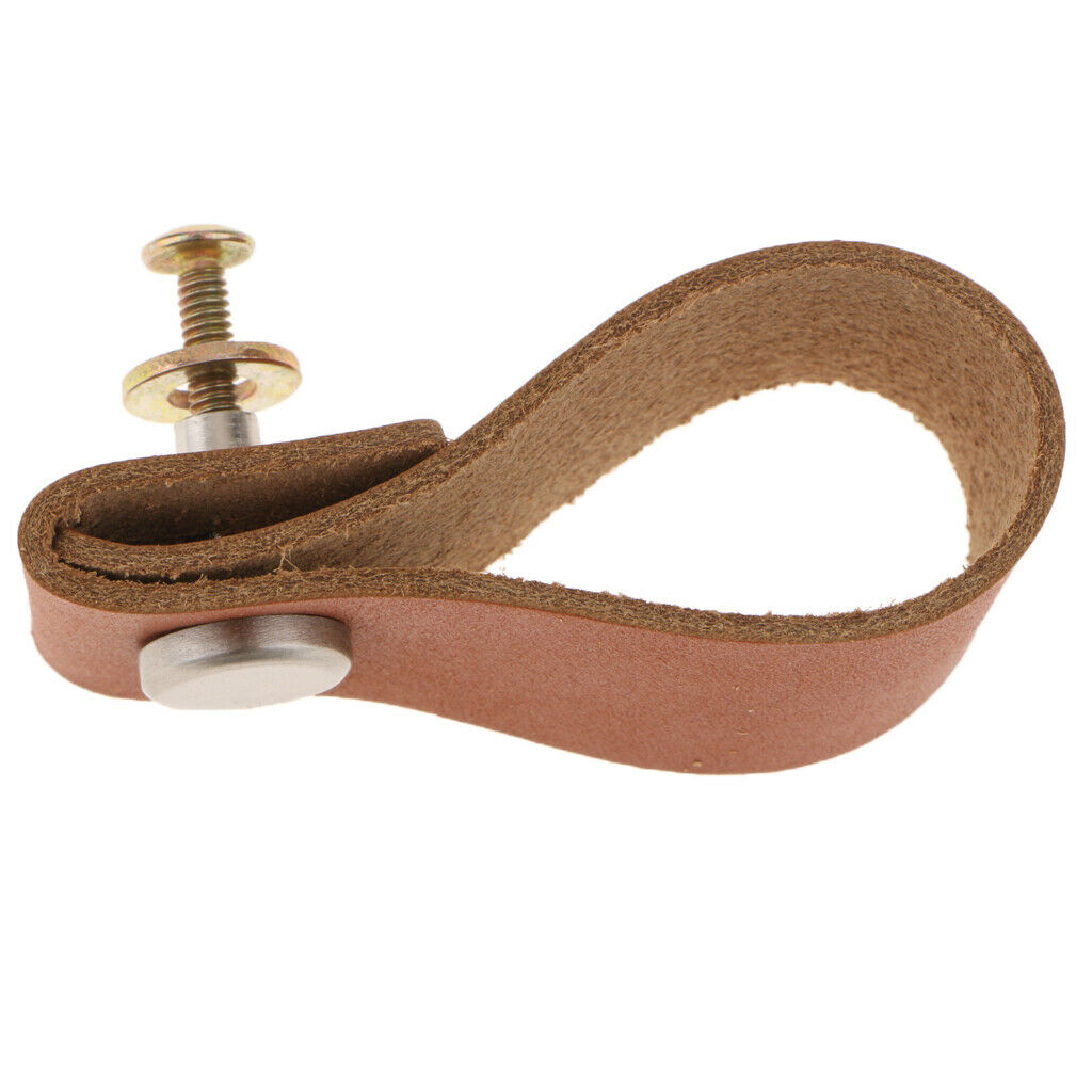 18x Handmade Leather Door Handle Pull Knob for Cabinet Cupboard Light Brown
