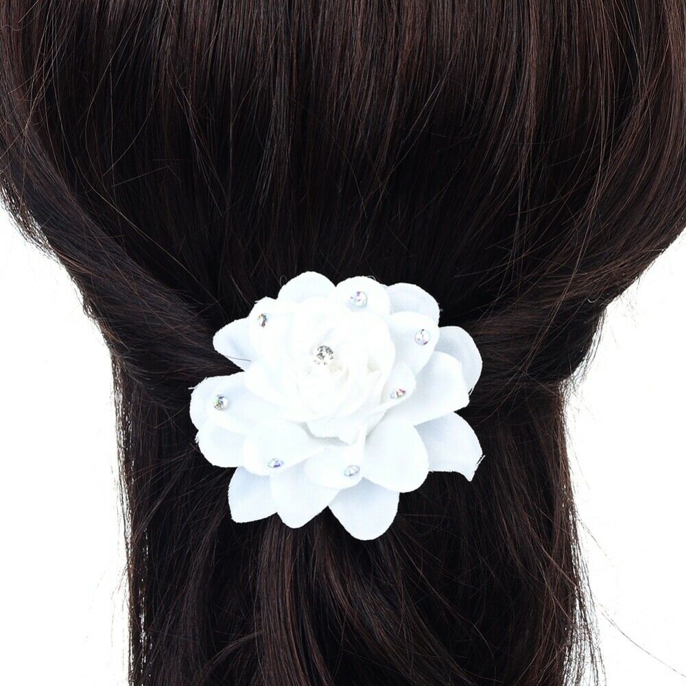 10pcs Womens Hair Clips White Flower Cloth U-shaped Hair Pin Barrette Wedding