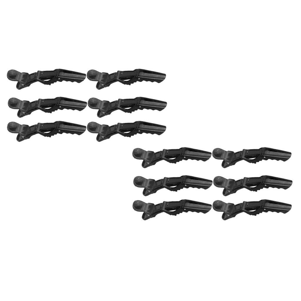 12Pc Non Slip Hair Styling Sectioning Clips Alligator Clips No Trace Black