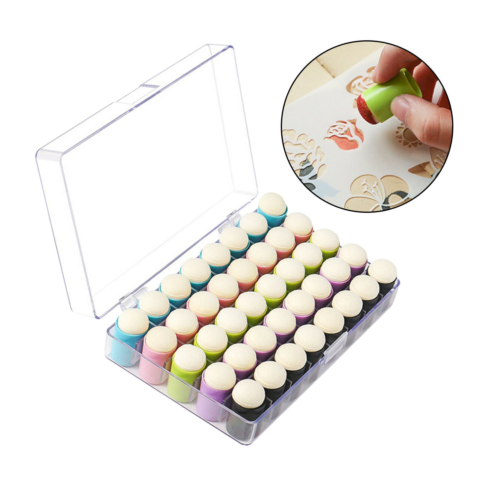 40 Finger Sponge Daubers Paint Ink Chalk Tool