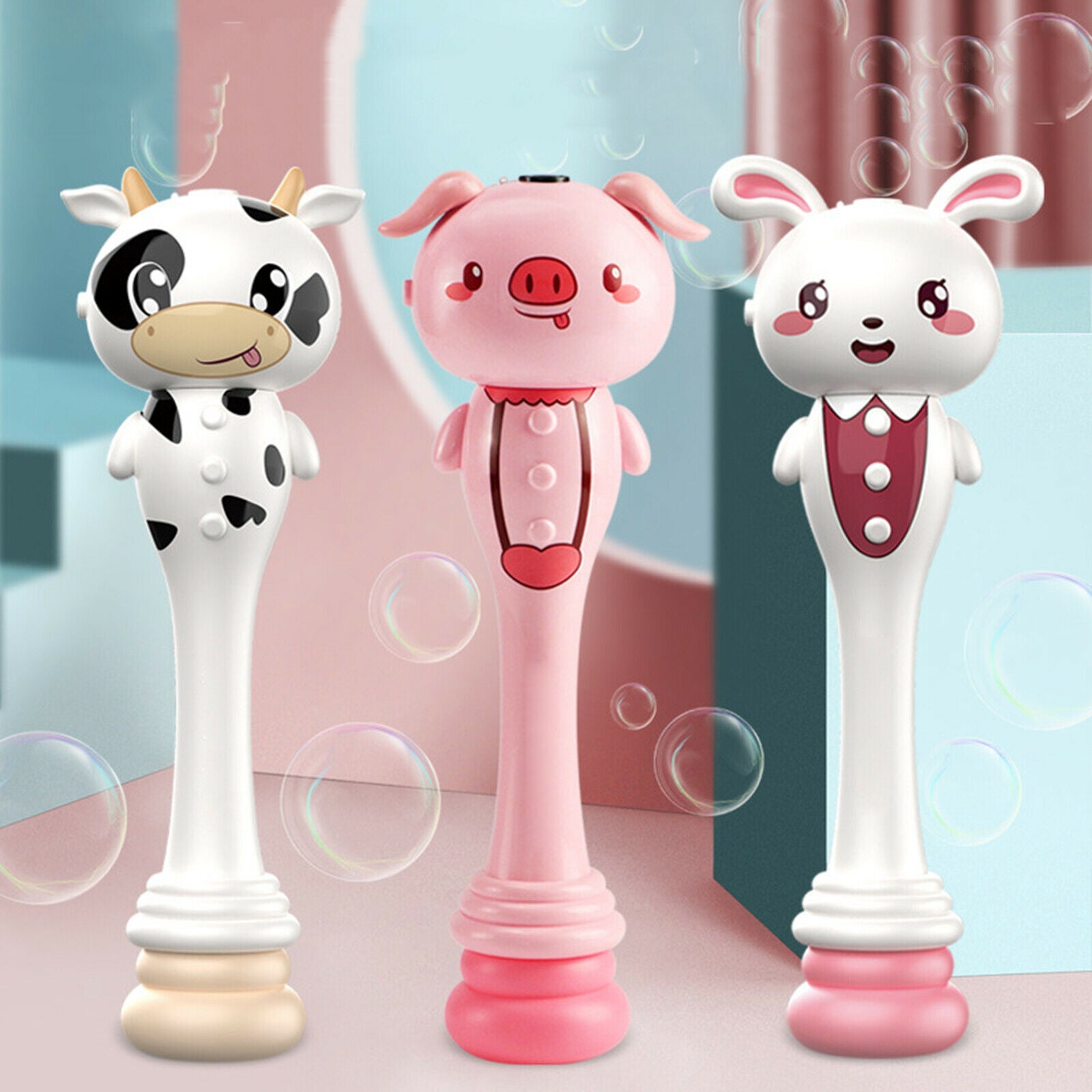 Bubble Machine Wand Handheld Automatic Bubble Blower Toys Light&Music Rabbit