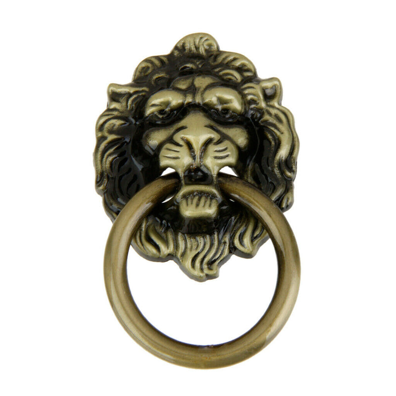 Durable Zinc Alloy Lion Head Pull Handle w/ Screws f/ Home Furniture Brass