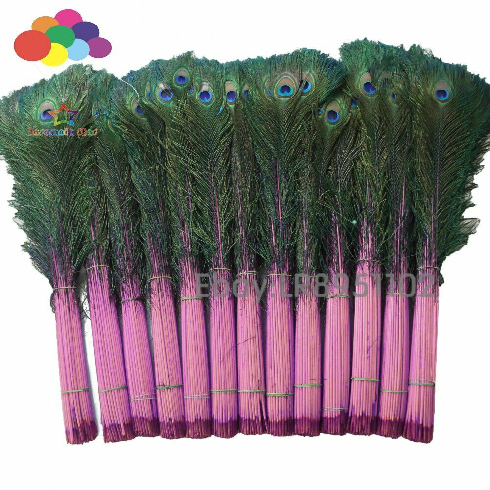 Wholesale 100 Pcs/Lot 70-80 CM/28-32 Inch High-Quality pink Peacock Feathers DIY