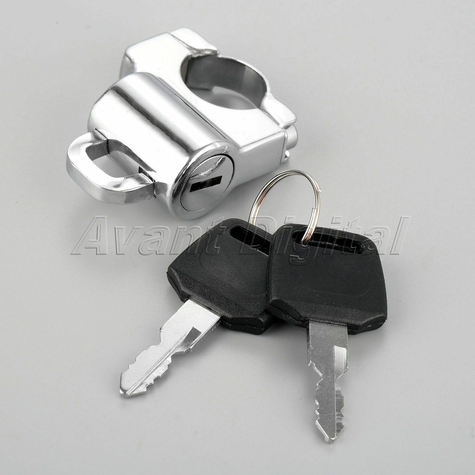 Motorcycle Motorbike Chrome Helmet Lock 2 Keys with 22mm Handlebar Hanger Hook