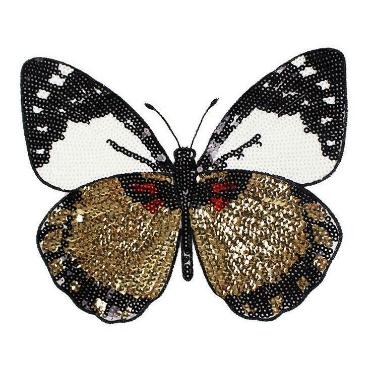 Butterfly Sequins Patches Iron on Applique Clothing Badge Decor DIY Sewing Decor